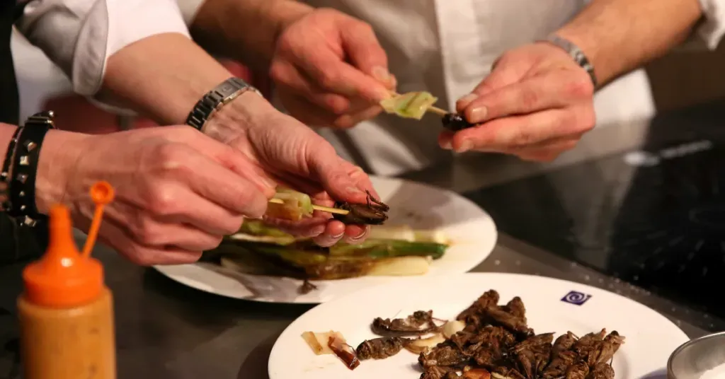 Chapulines dish in a restaurant