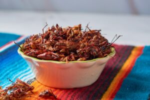 Chapulines or Grasshoppers, exotic food from Oaxaca, Mexico.